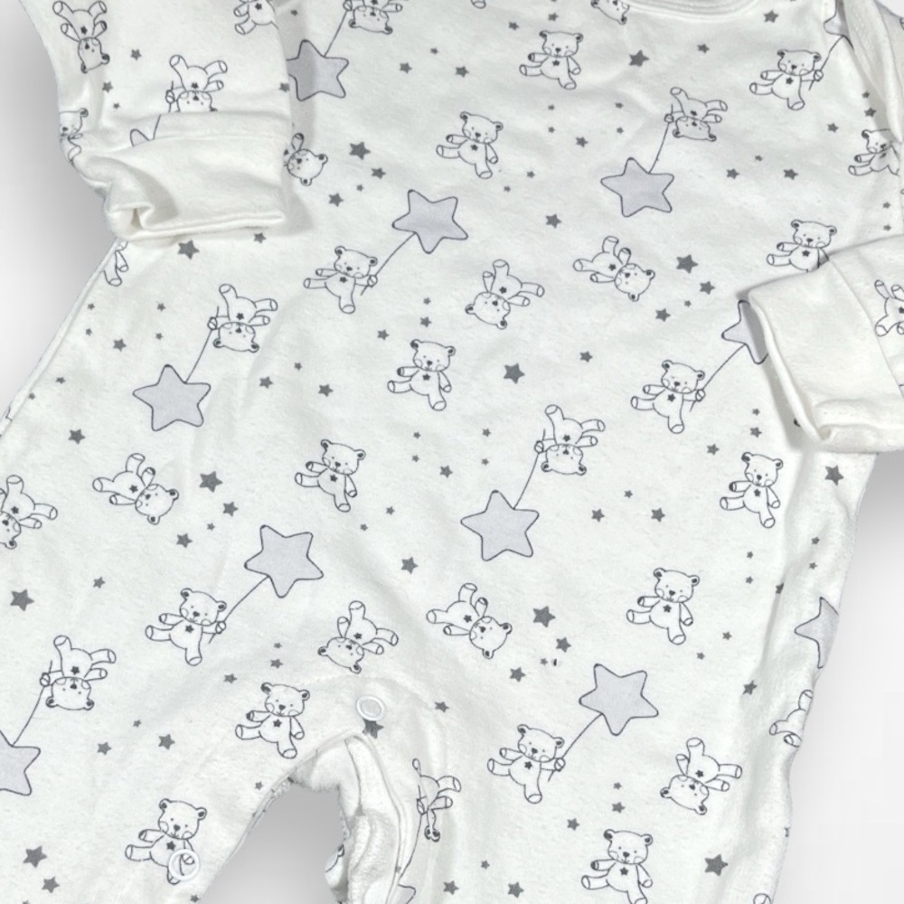 4/$20 Rene Rofe White Bear And Star Print Sleeper - Picture 2 of 5